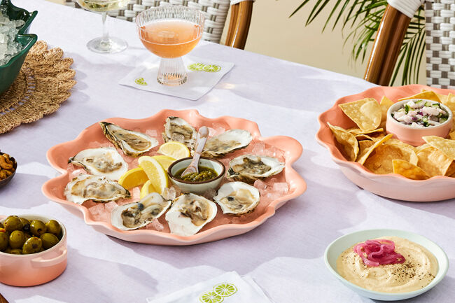 Stoneware Iris Serving Platter image number 1
